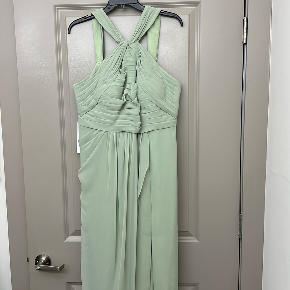Dusty sage Azazie floor length gown